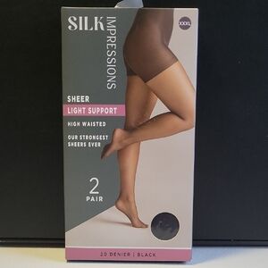 SILK IMPRESSIONS Sheer Light Support High Waisted Tights - Black O6
